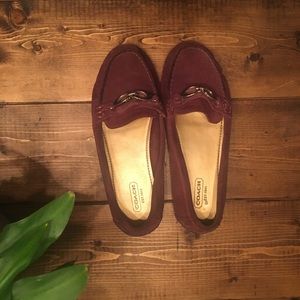 - Purple Suade Coach loafers -